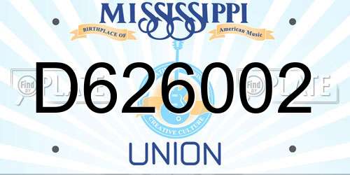 D626002 Mississippi License Plate