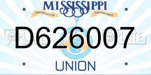 D626007 Mississippi License Plate