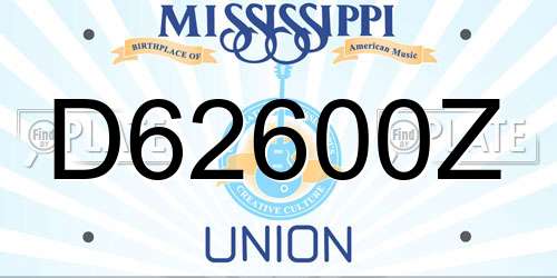 D62600Z Mississippi License Plate