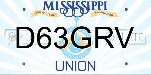 D63GRV Mississippi License Plate
