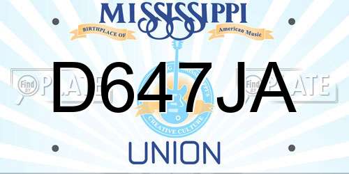 D647JA Mississippi License Plate