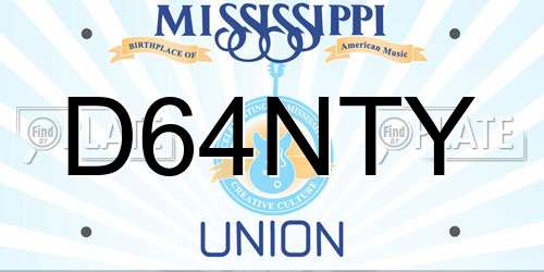 D64NTY Mississippi License Plate