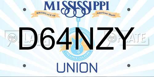D64NZY Mississippi License Plate