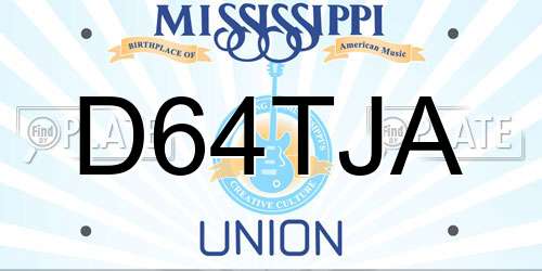 D64TJA Mississippi License Plate