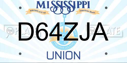 D64ZJA Mississippi License Plate