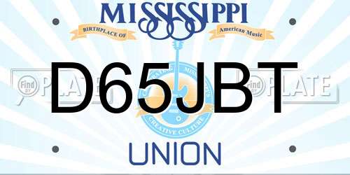 D65JBT Mississippi License Plate