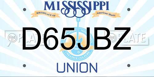 D65JBZ Mississippi License Plate