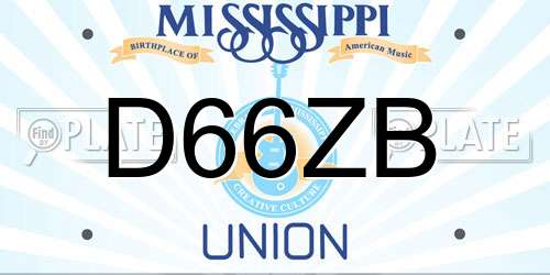 D66ZB Mississippi License Plate