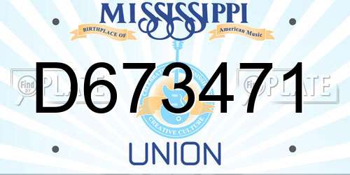 D673471 Mississippi License Plate