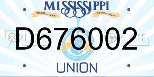 D676002 Mississippi License Plate