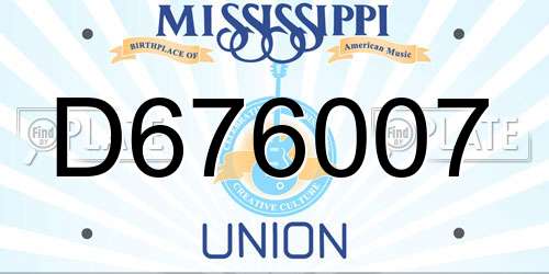 D676007 Mississippi License Plate
