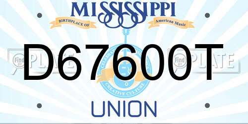 D67600T Mississippi License Plate