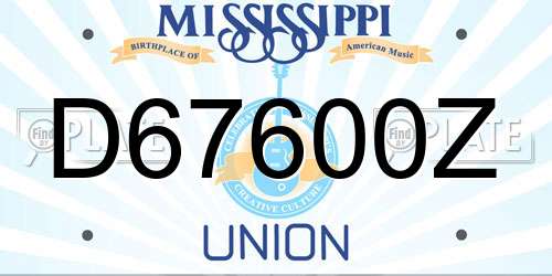 D67600Z Mississippi License Plate