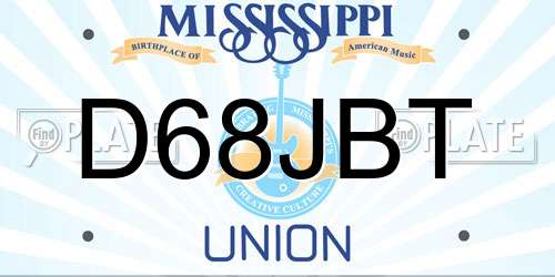 D68JBT Mississippi License Plate