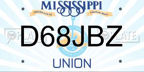 D68JBZ Mississippi License Plate