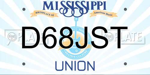 D68JST Mississippi License Plate
