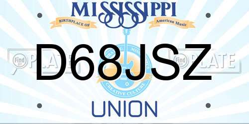 D68JSZ Mississippi License Plate