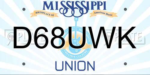 D68UWK Mississippi License Plate