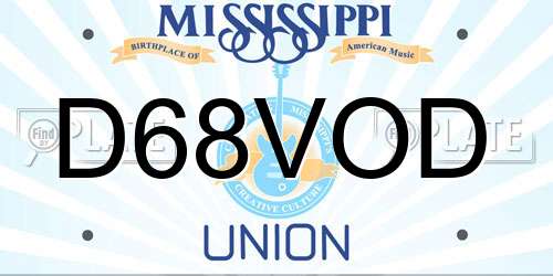D68VOD Mississippi License Plate