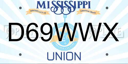 D69WWX Mississippi License Plate