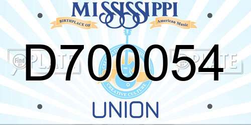 D700054 Mississippi License Plate