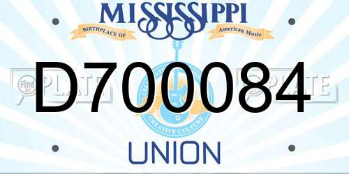 D700084 Mississippi License Plate