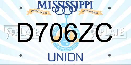 D706ZC Mississippi License Plate