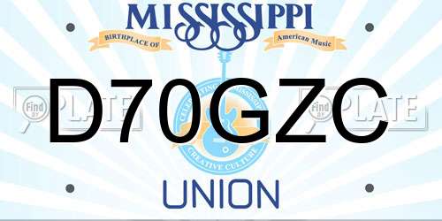 D70GZC Mississippi License Plate