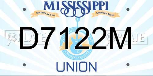 D7122M Mississippi License Plate