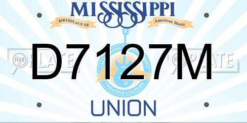 D7127M Mississippi License Plate