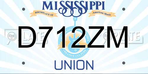 D712ZM Mississippi License Plate