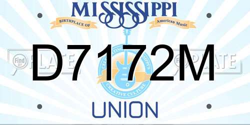 D7172M Mississippi License Plate