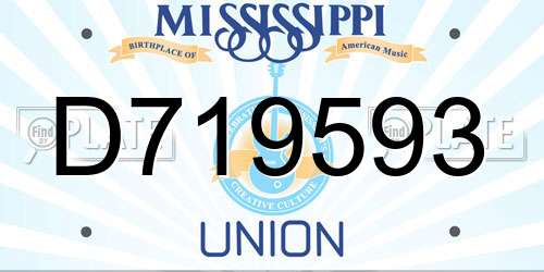 D719593 Mississippi License Plate