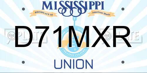 D71MXR Mississippi License Plate