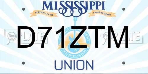 D71ZTM Mississippi License Plate