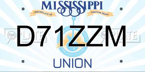 D71ZZM Mississippi License Plate