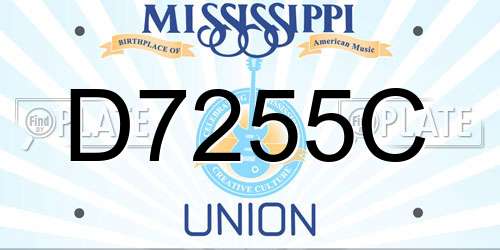 D7255C Mississippi License Plate