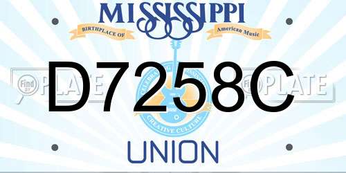 D7258C Mississippi License Plate