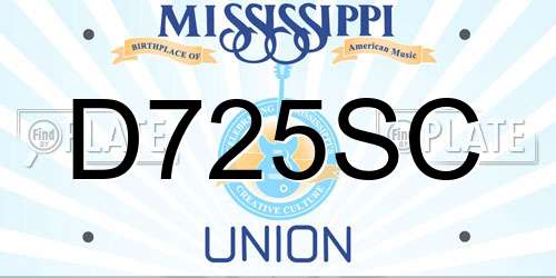 D725SC Mississippi License Plate