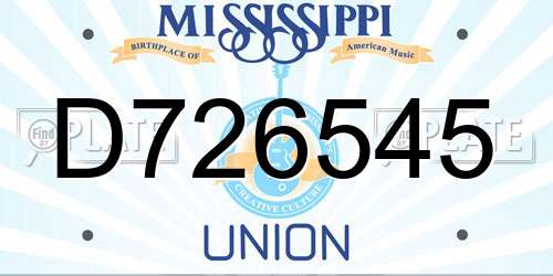D726545 Mississippi License Plate
