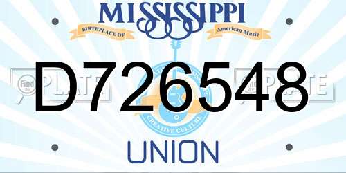 D726548 Mississippi License Plate