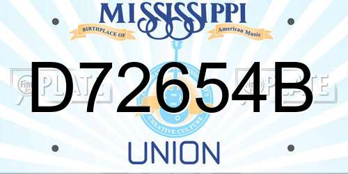 D72654B Mississippi License Plate