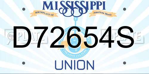 D72654S Mississippi License Plate