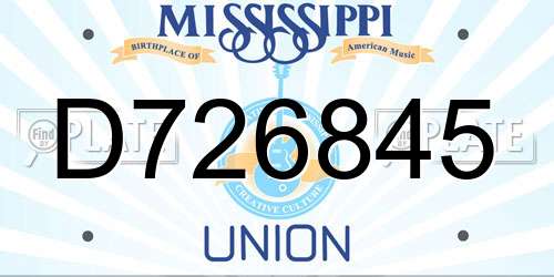 D726845 Mississippi License Plate
