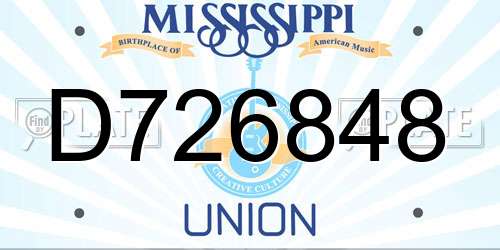 D726848 Mississippi License Plate