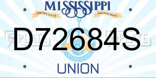 D72684S Mississippi License Plate