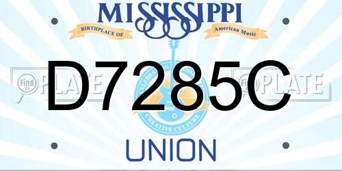D7285C Mississippi License Plate