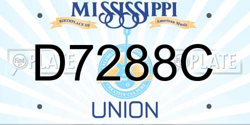 D7288C Mississippi License Plate