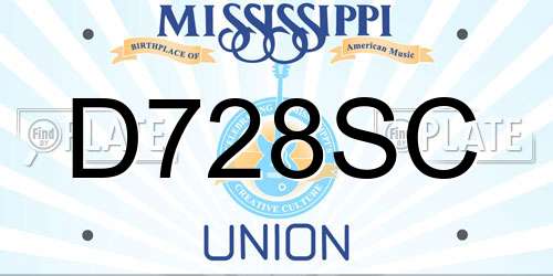 D728SC Mississippi License Plate