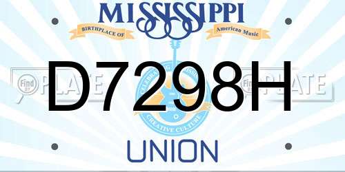 D7298H Mississippi License Plate